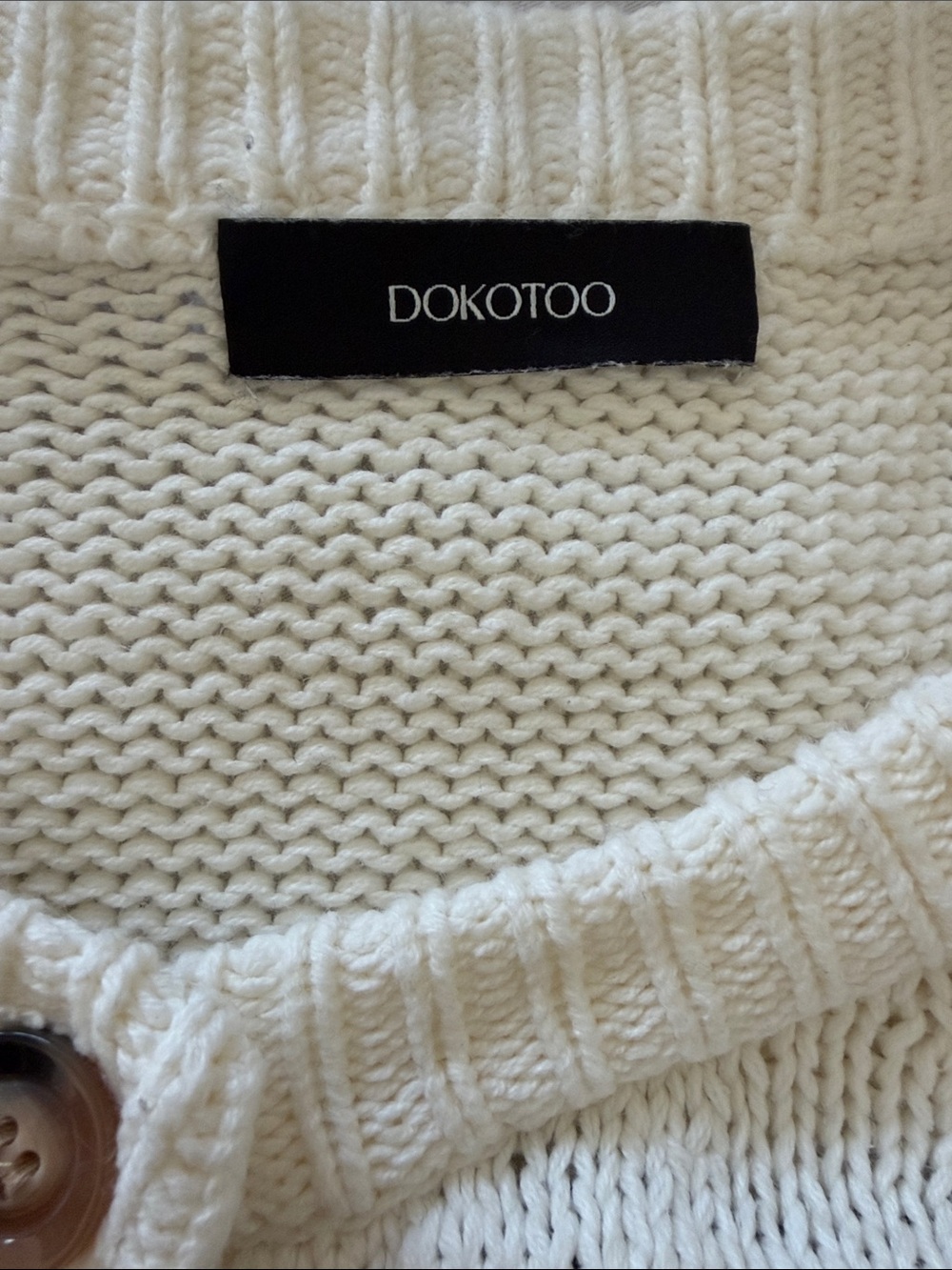 Cream Patterned Button-Front Cardigan Sweater - Picture 6 of 7